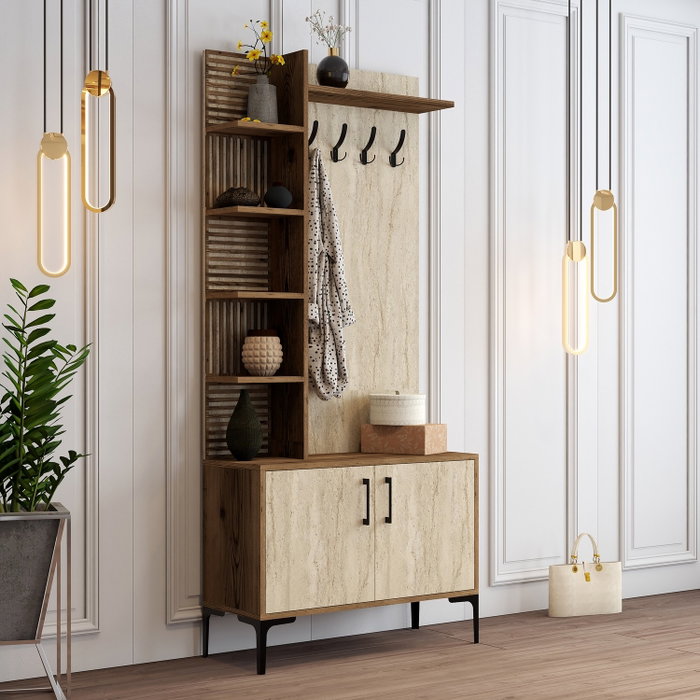 Hanah Home Viyana D - Walnut, Travertine